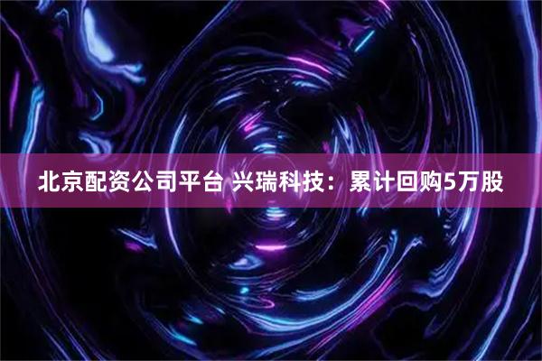北京配资公司平台 兴瑞科技：累计回购5万股